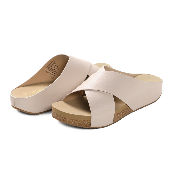 Platform Criss-Cross Flat Sandals - PINK PU - 4